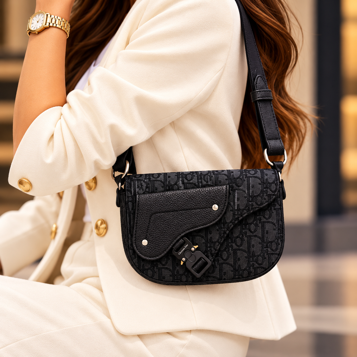Dior Black Oblique Saddle Messenger Bag