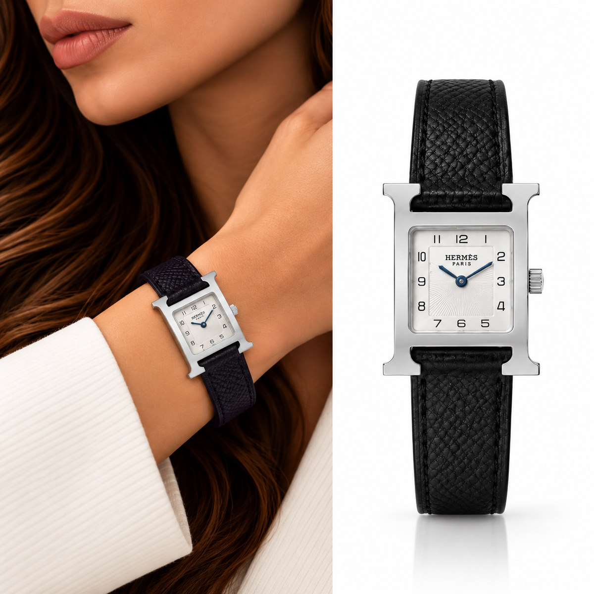Hermès Black Leather Watch