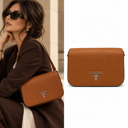 PRADA Caramel Leather Shoulder Bag