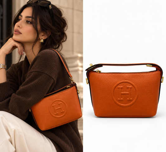 HERMÈS Orange Leather Shoulder Bag