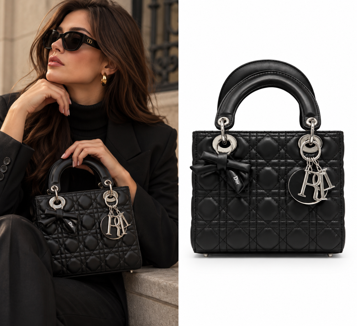 Small Lady Dior Bag – Black Cannage