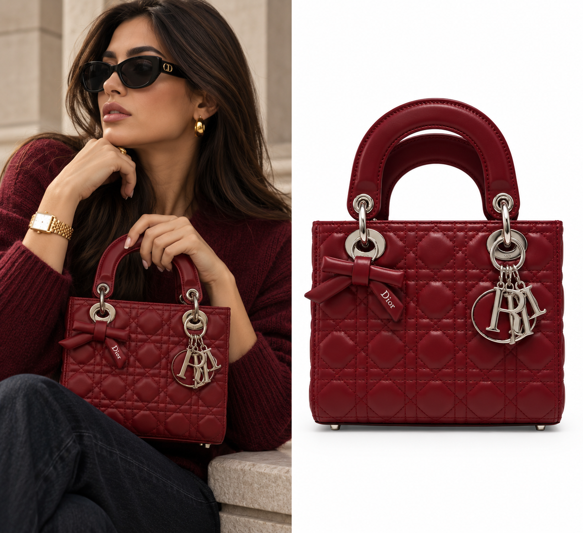 Small Lady Dior Bag – Burgundy Cannage