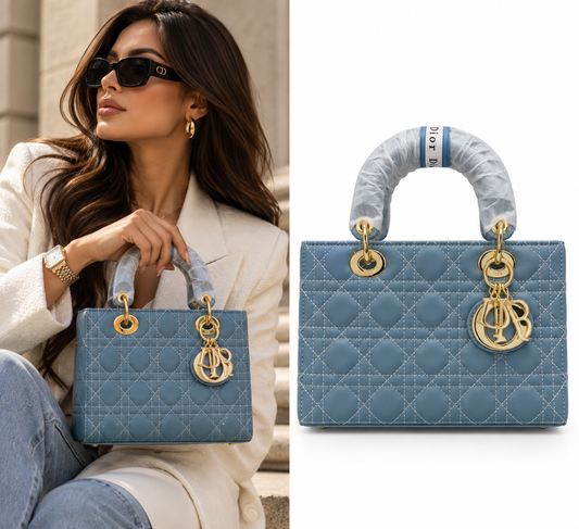Small Lady Dior Bag – Blue Cannage