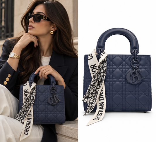 Small Lady Dior Bag – Navy Blue Cannage