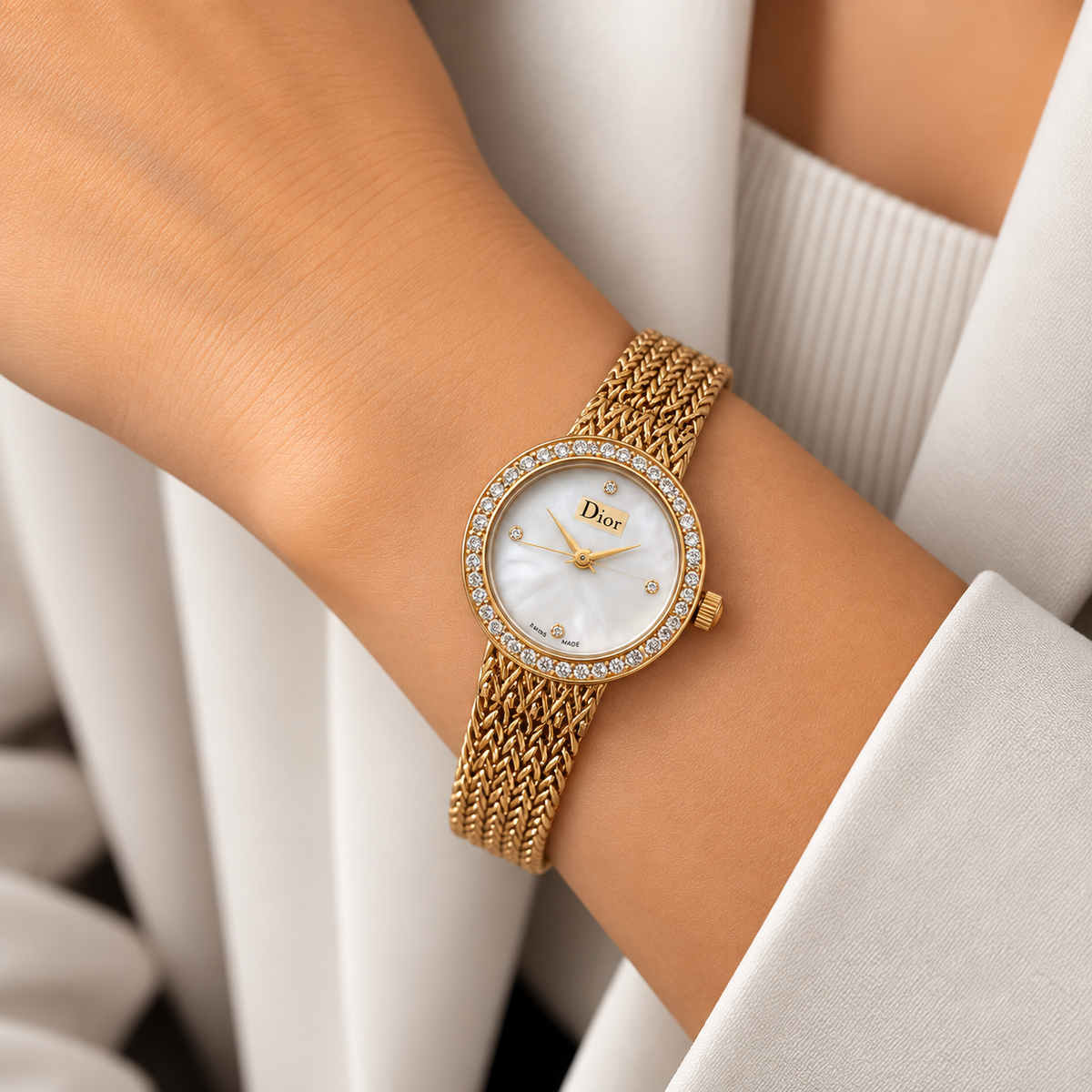 Dior Gold Mother-of-Pearl Diamond Watch